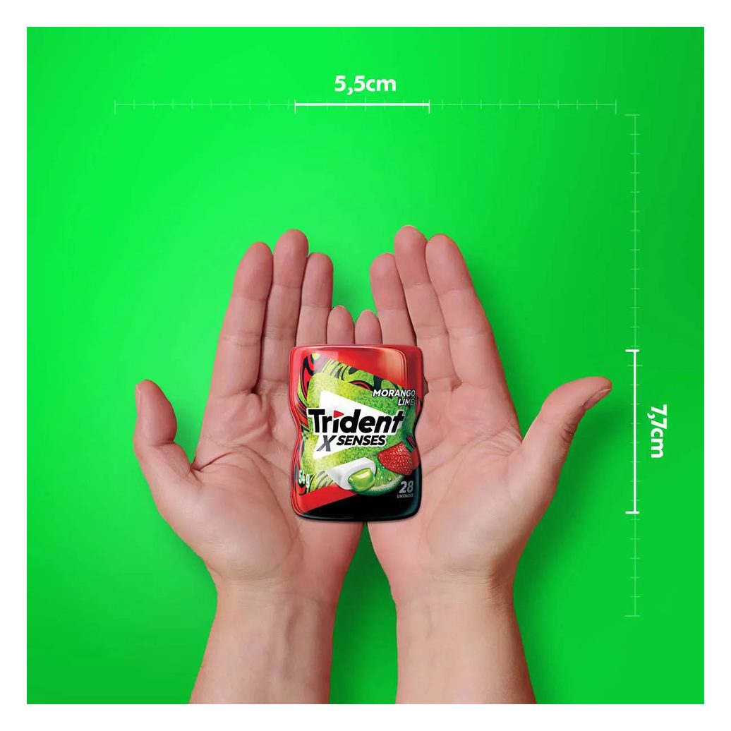 Goma de Mascar Trident X Senses Morango Lime Sem Açúcar 54g