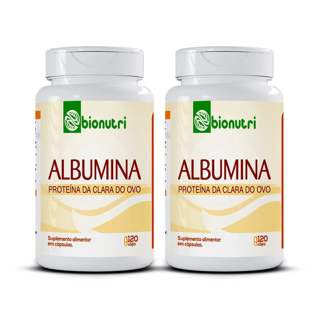 Kit 2x Albumina 100% Proteina Pura 500mg 120 cápsulas - Bionutri.
