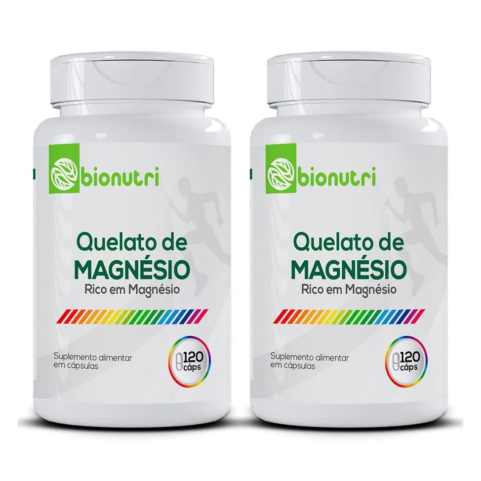 Kit 2X Magnésio Quelato 100% Puro Rico em Magnésio 120 Cápsulas Bionutri