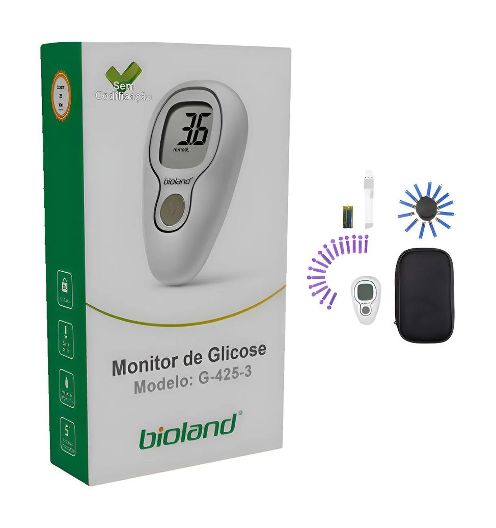 Medidor de Glicose Glicemia no Sangue Completo Bioland