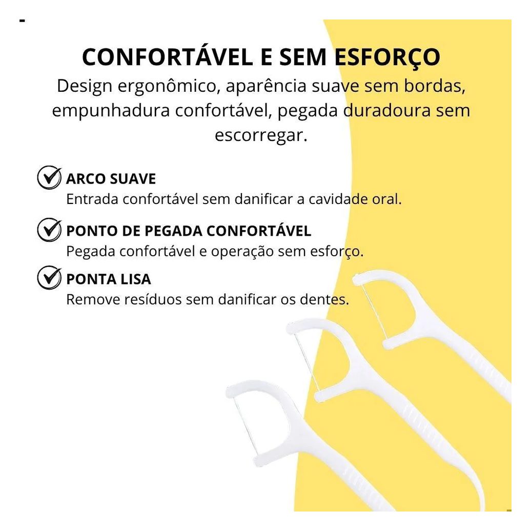 Kit 30 Fios Dentais com Cabo Haste Dental Flosser Descartável Higiene Bucal Portátil