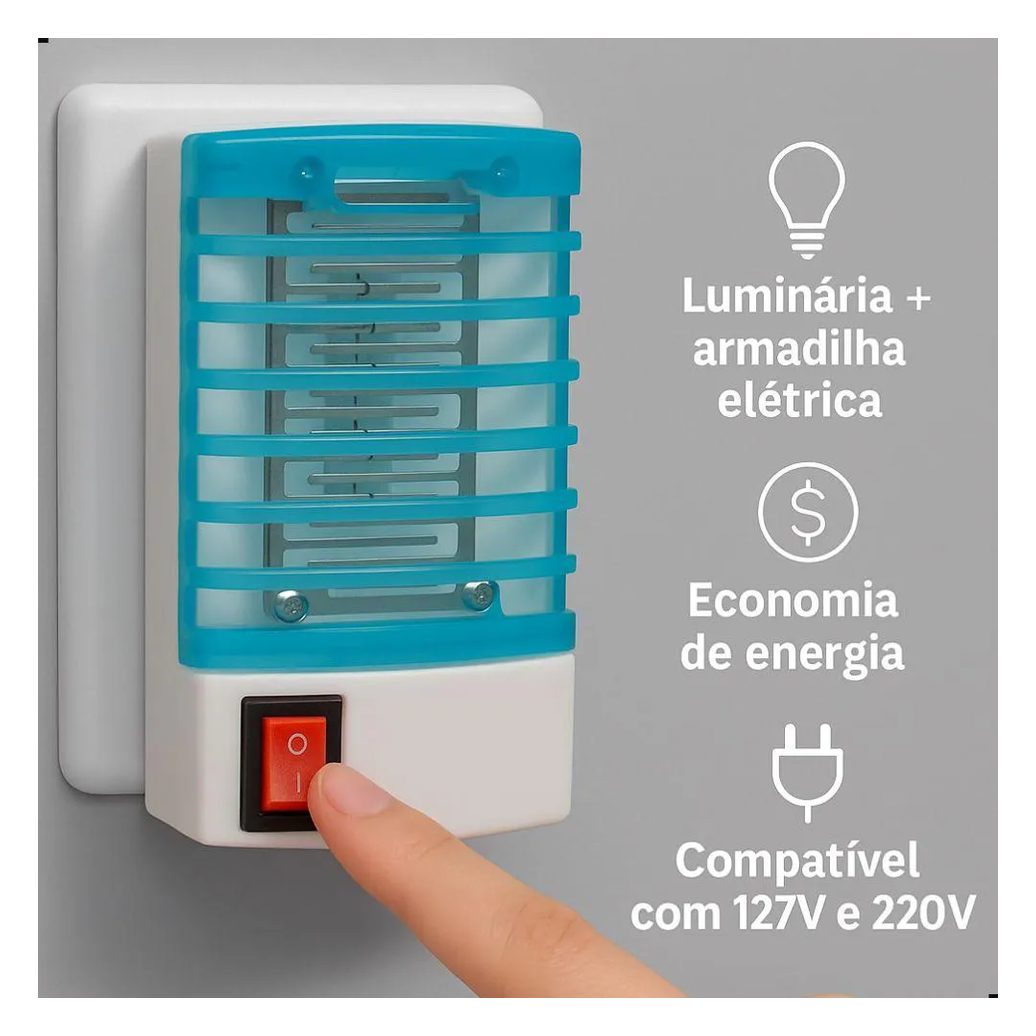 Luminária Elétrica Abajur Noturno Armadilha de Mosquito e Insetos 127–220V Cor Sortida