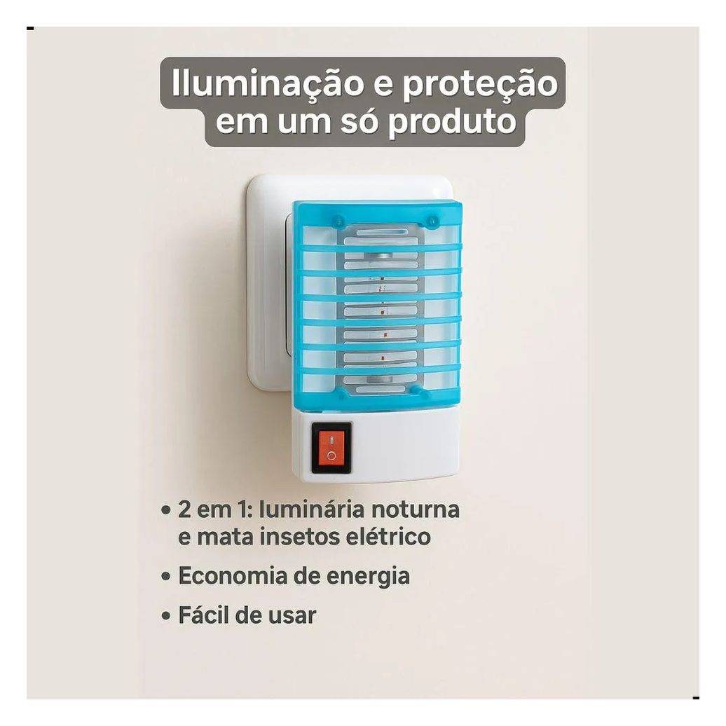 Luminária Elétrica Abajur Noturno Armadilha de Mosquito e Insetos 127–220V Cor Sortida