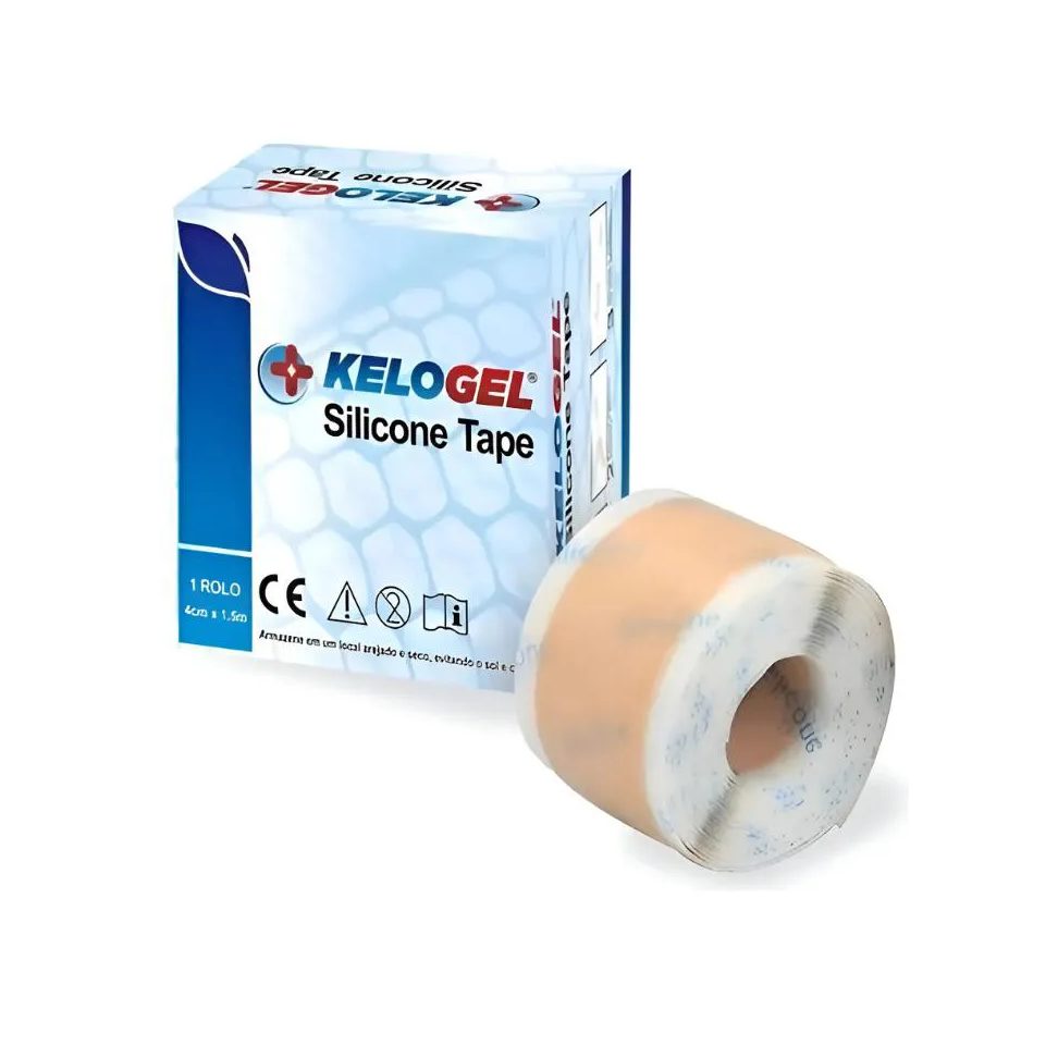 Silicone Tape para Cicatriz e Quelóides Medico Hospitalar 4Cmx1,5M Rolo Kelogel