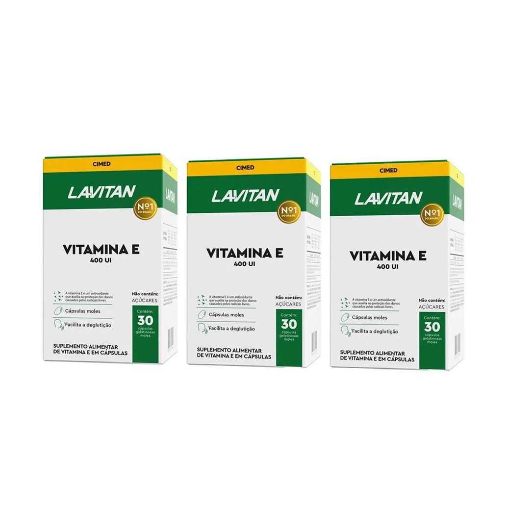 Kit 3 Lavitan Vitamina e 400Ui Suplemento - 30 Caps - Cimed