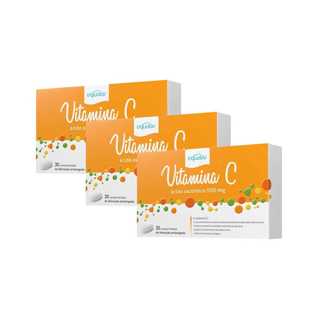 Kit 3 Vitamina C 500Mg Suplemento Alimentar 30 Cpr - Equaliv