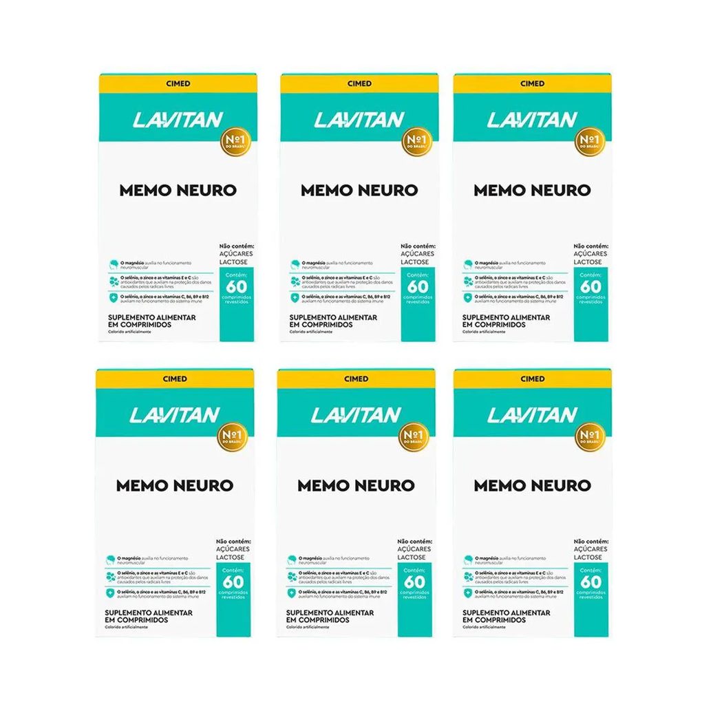 Kit 6 Lavitan Memo Neuro Memória - 60 Caps - Cimed