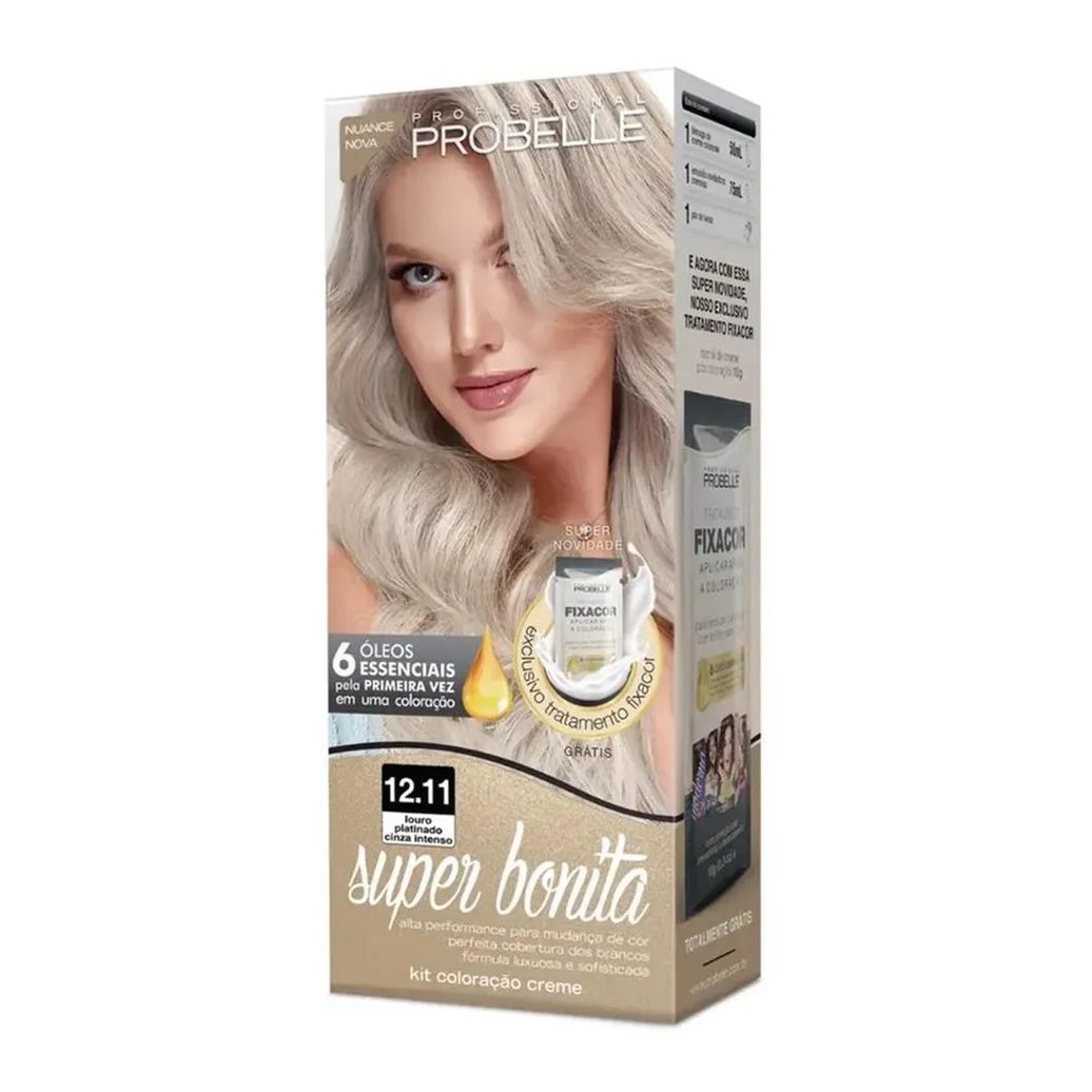 Tintura Probelle Super Bonita 12.11 Loiro Platina Cinza Intenso