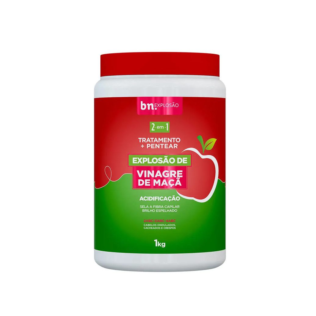 Creme 2 em 1 Tratamento + Pentear Bn. Explosão de Vinagre de Maçã Acidificação 1kg
