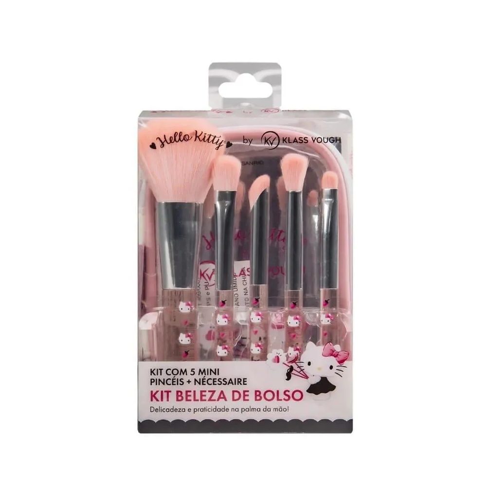 Kit de Mini Pincéis e Nécessaire Hello Kitty - Klass Vough