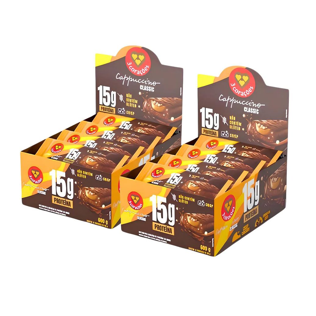 2X Barra Proteica 3 Corações Cappuccino Classic 12Un 50G