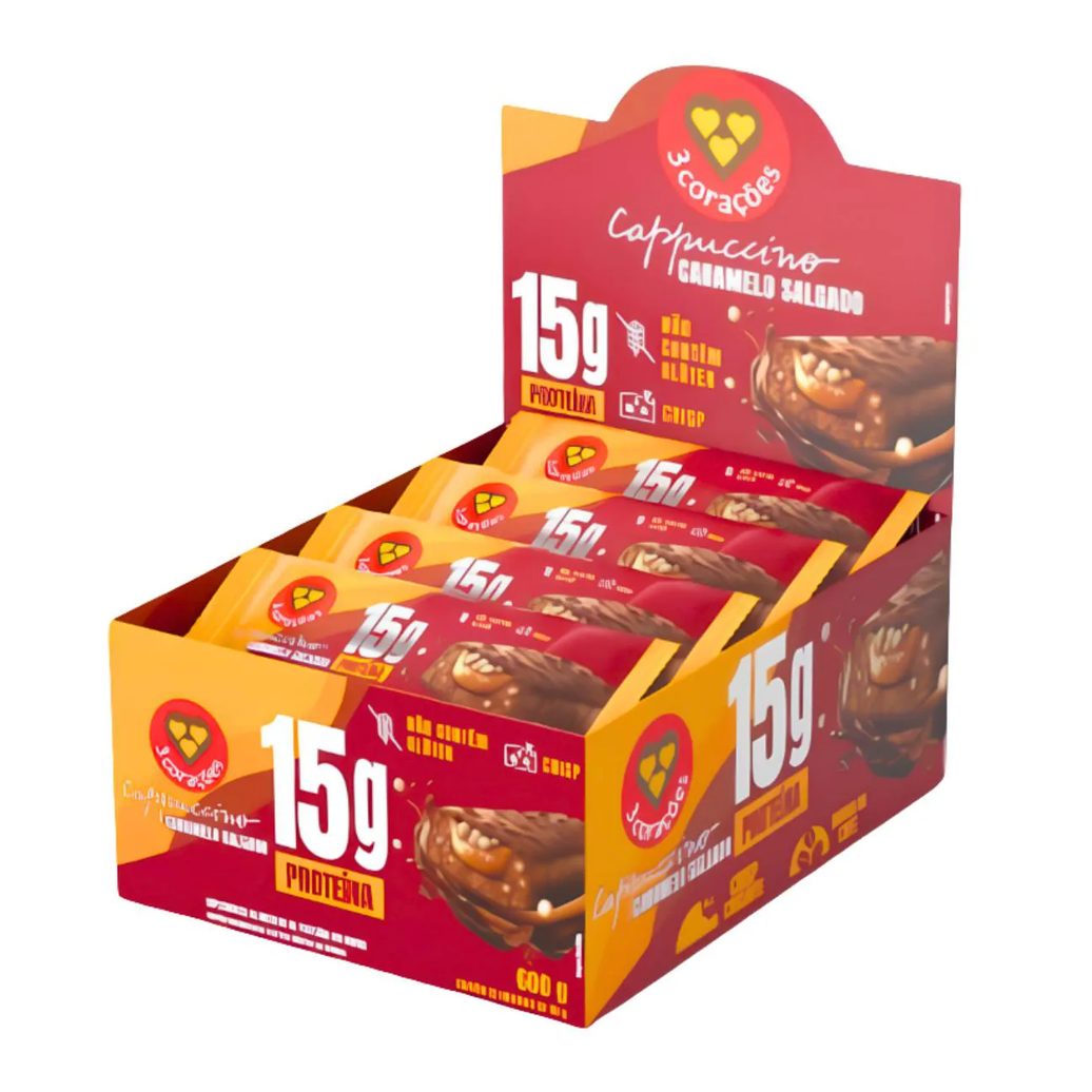 Barra Proteica 3 Corações Cappuccino Caramelo 12Un 50G Cappuccino Caramelo Salgado