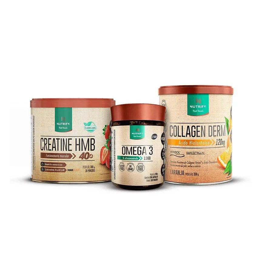 Promopack Creatine Hmb + Collagen Derm Laranja + Ômega 3 200 Promopack Creatine Hmb + Collagen Derm Laranja + Ômega 3 200
