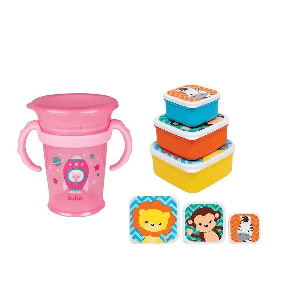 Kit Copo 360° 210Ml + Pote Fun C/3Und Buba