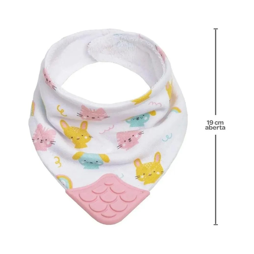Kit Joelheira Infantil Antiderrapante +6M + Babador Bandana C/Mordedor Happy Friends Buba