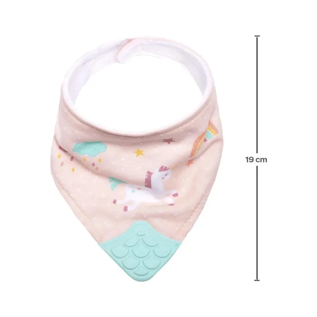 Kit Joelheira Infantil Antiderrapante +6M + Babador Bandana C/Mordedor Magic Unicórnio Buba