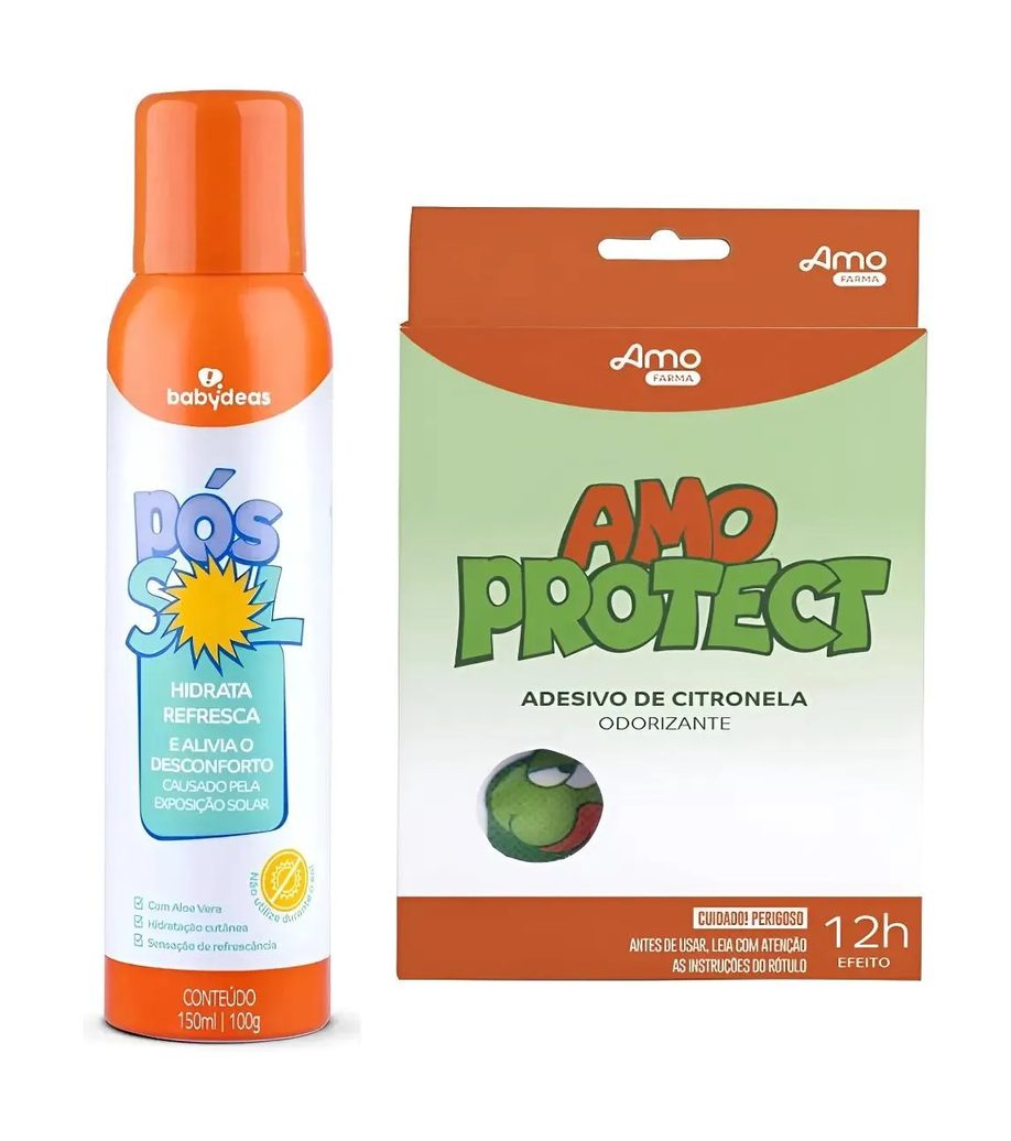 Kit Spray Pós Sol Hidratação 150Ml + Adesivo de Citronela Repelente 8Und