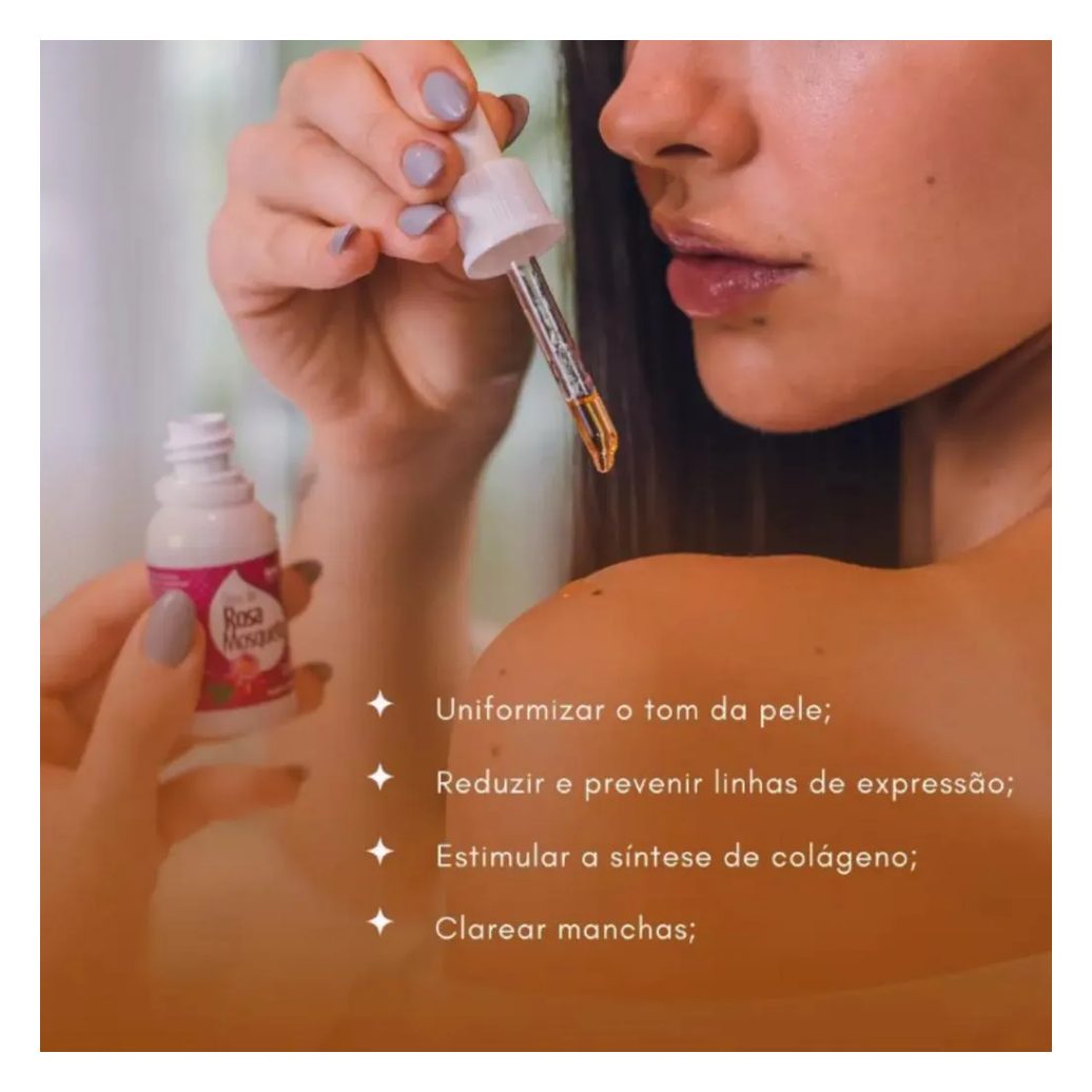 Rosa Mosqueta Rubiginosa Óleo 100% Puro 30Ml - Bellaphytus Clareador Facial e Corporal