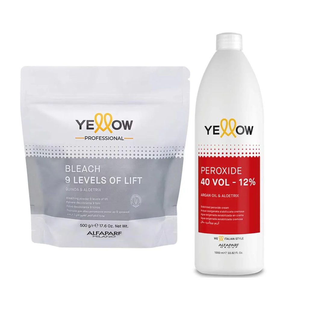 Pó Descolorante 9 Tons Bleach Yellow 500G + Ox 40V 1 Litro