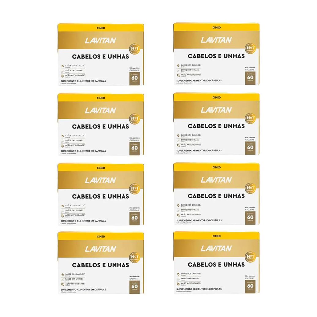 Kit 8 Lavitan Hair Cabelos e Unhas - 60 Caps - Cimed