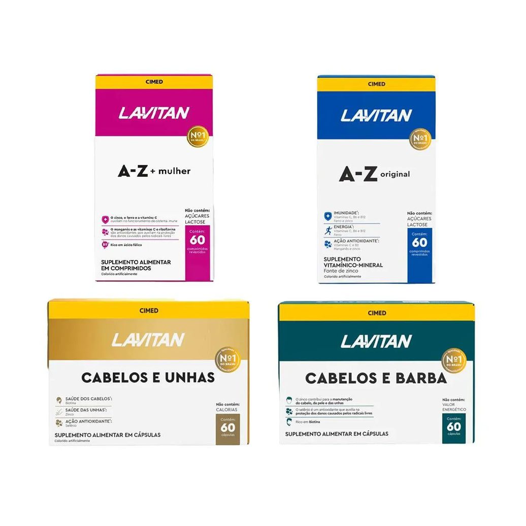 Kit Casal Lavitan Total A-Z Hair e Barba - 240 Caps - Cimed