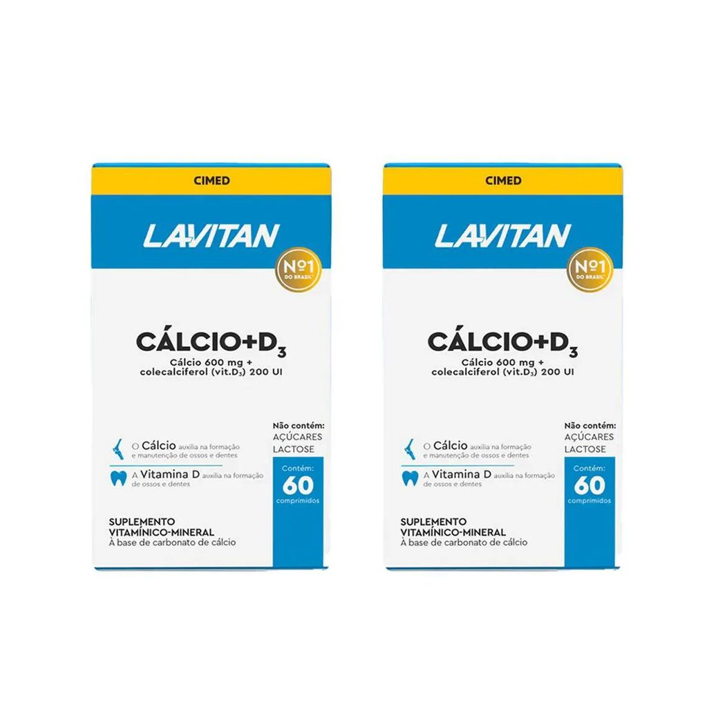 Kit 2 Lavitan Cálcio 600mg 200UI Vit D3 - 60 Comprimidos - Cimed
