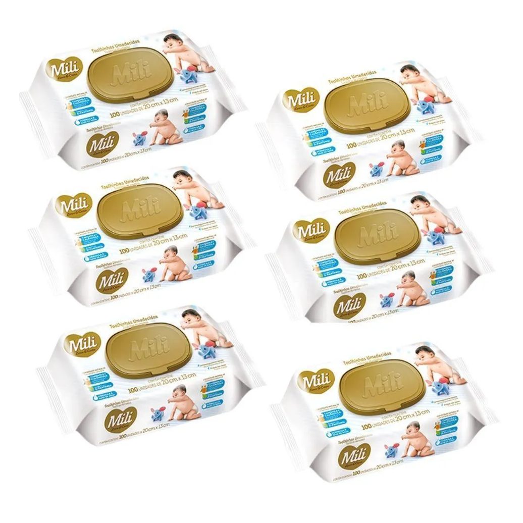 Lenço Umedecido Mili Love & Care 6 Pacotes C/ 100