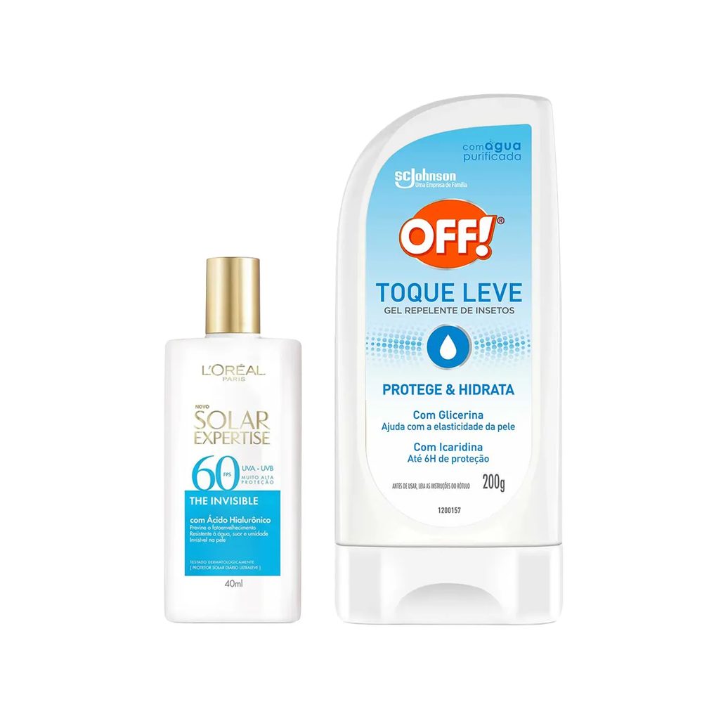 Kit Protetor Solar Facial L'Oréal Paris Expertise The Invisible FPS 60 40ml + Repelente de Insetos Off! Toque Leve Gel 200g