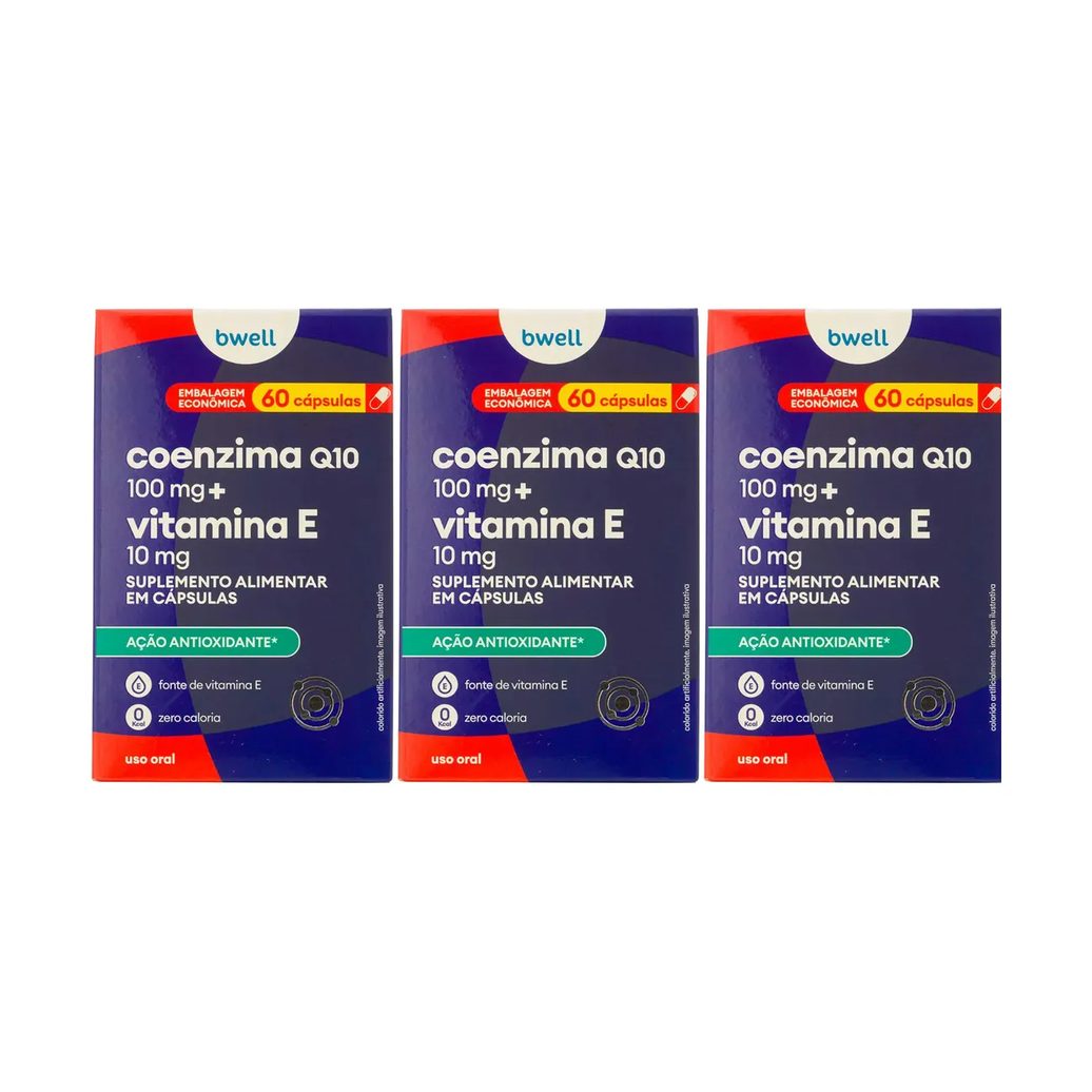 Coenzima Q10 100mg + Vitamina E 10mg bwell 60 Cápsulas