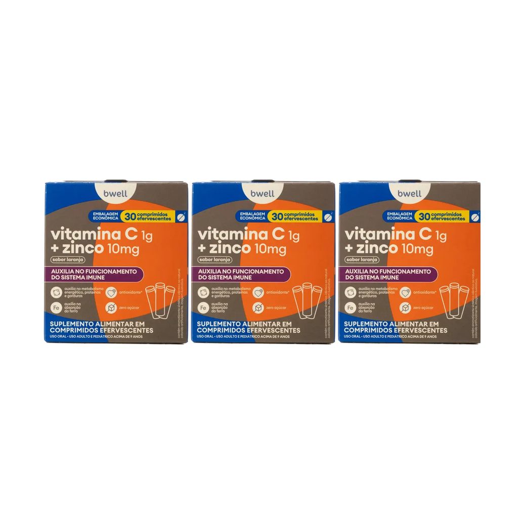 Vitamina C + Zinco bwell 30 Comprimidos Efervescentes