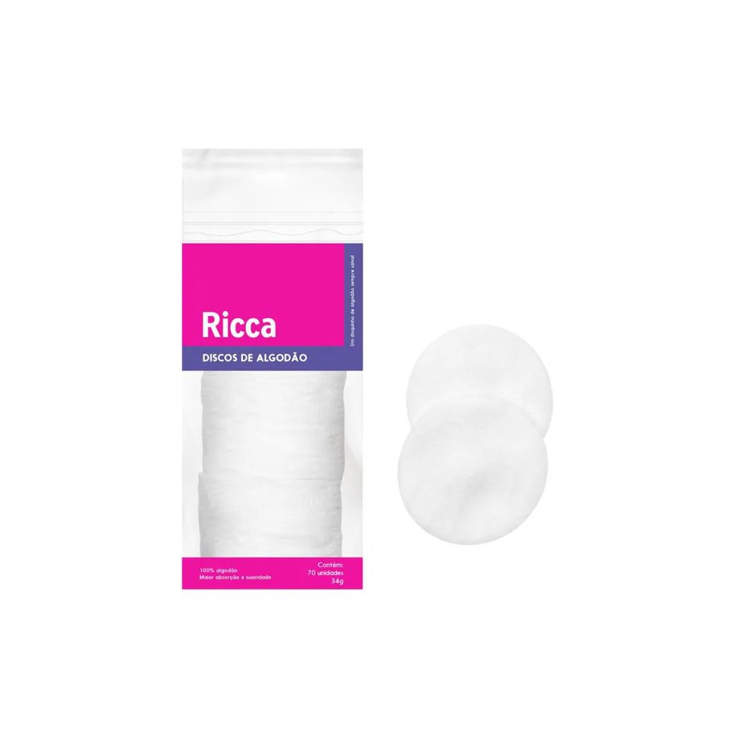 Disco de Algodão para Limpeza de Pele/Unha 50Un Ricca