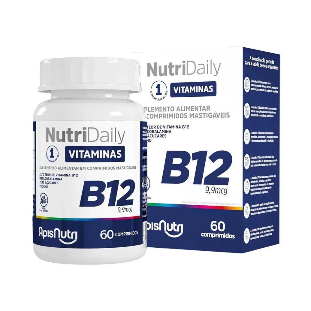 Nutridaily B12 Frutas Vermelhas Apisnutri 60 Comprimidos