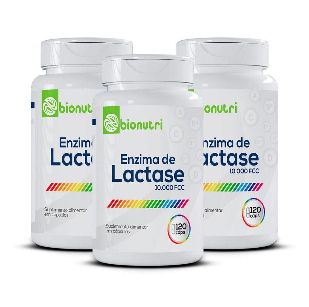 Kit 3x Suplemento Alimentar Enzima de Lactase 10.000fcc 120 cápsulas Bionutri