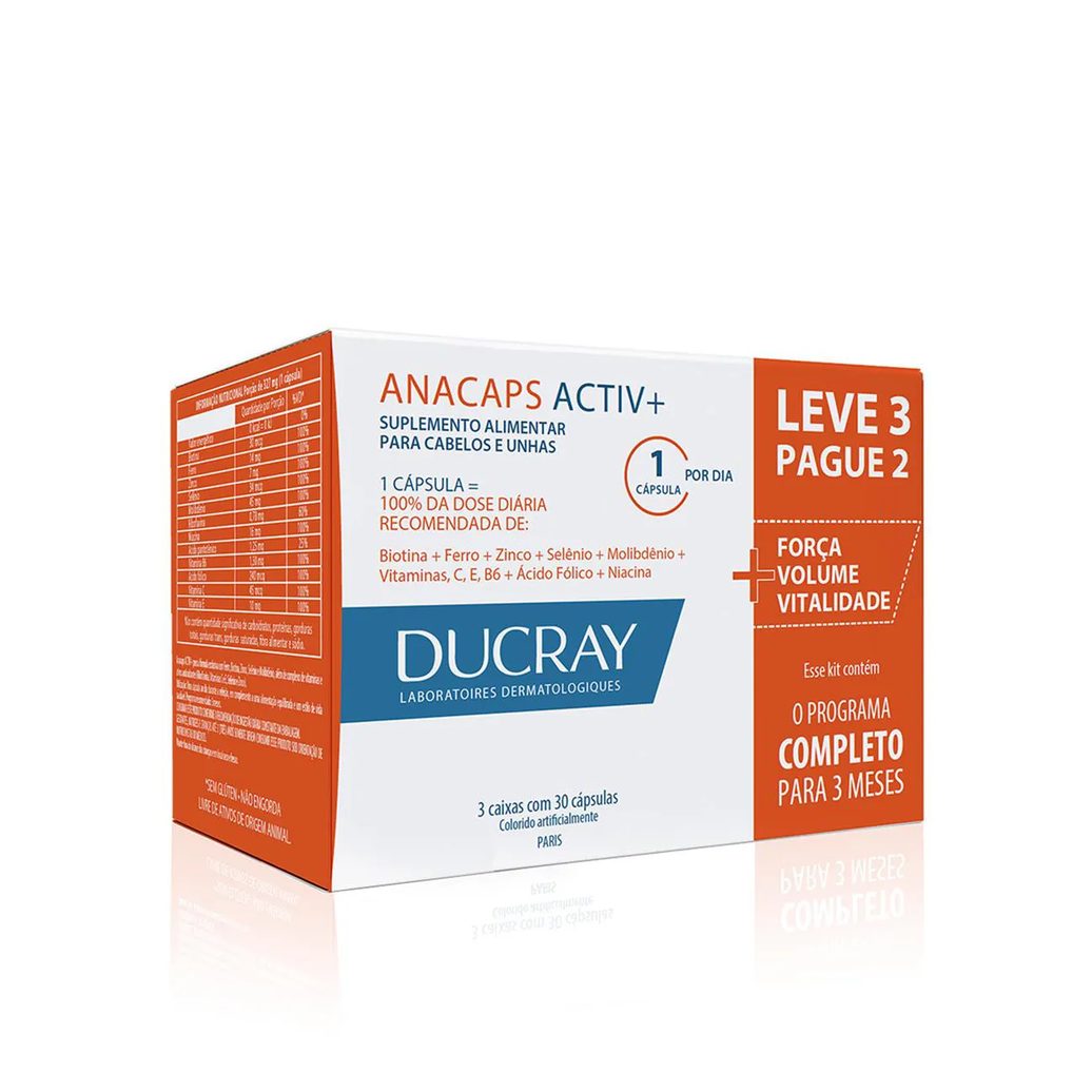 Polivitamínico Anacaps Activ+ Cabelos e Unhas 90 cápsulas