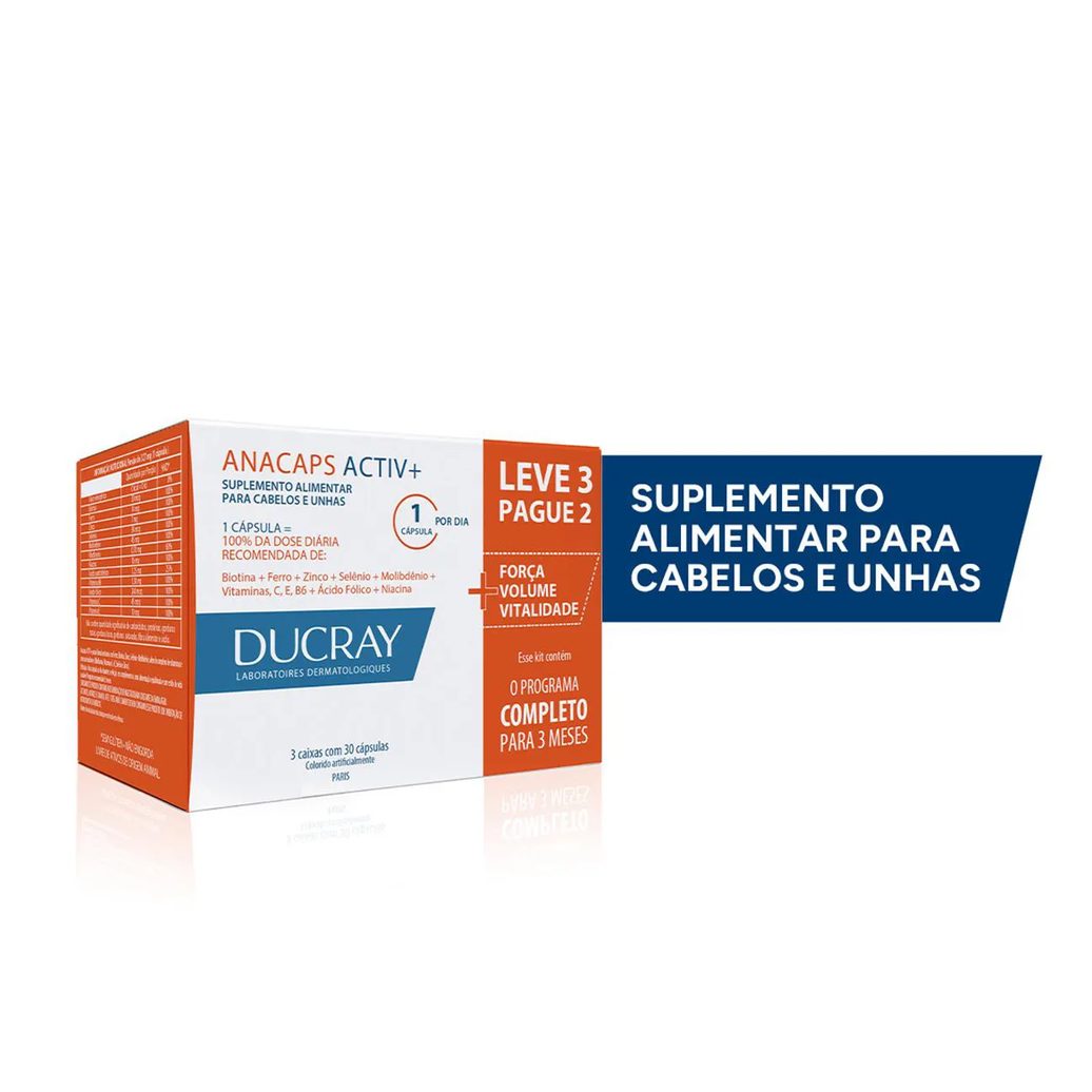 Polivitamínico Anacaps Activ+ Cabelos e Unhas 90 cápsulas