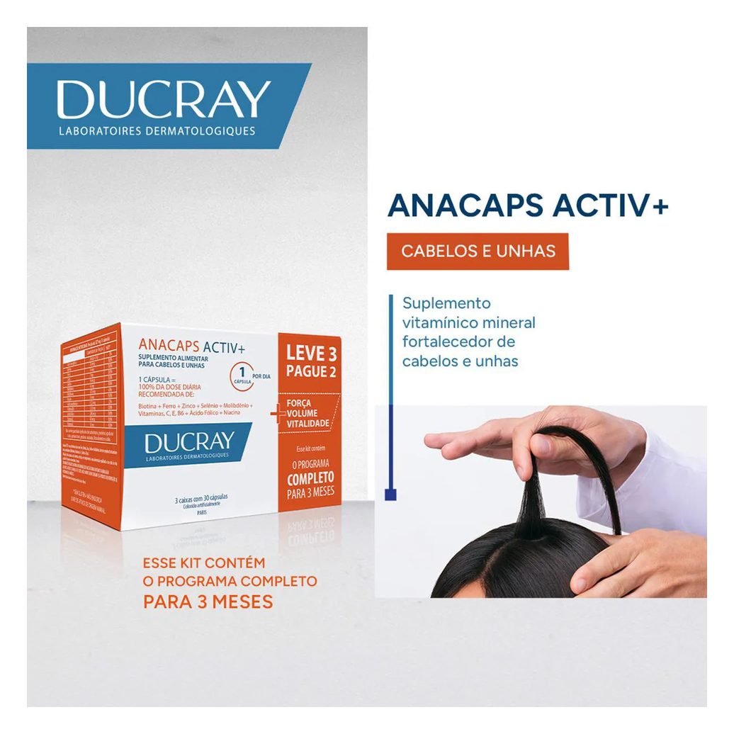 Polivitamínico Anacaps Activ+ Cabelos e Unhas 90 cápsulas