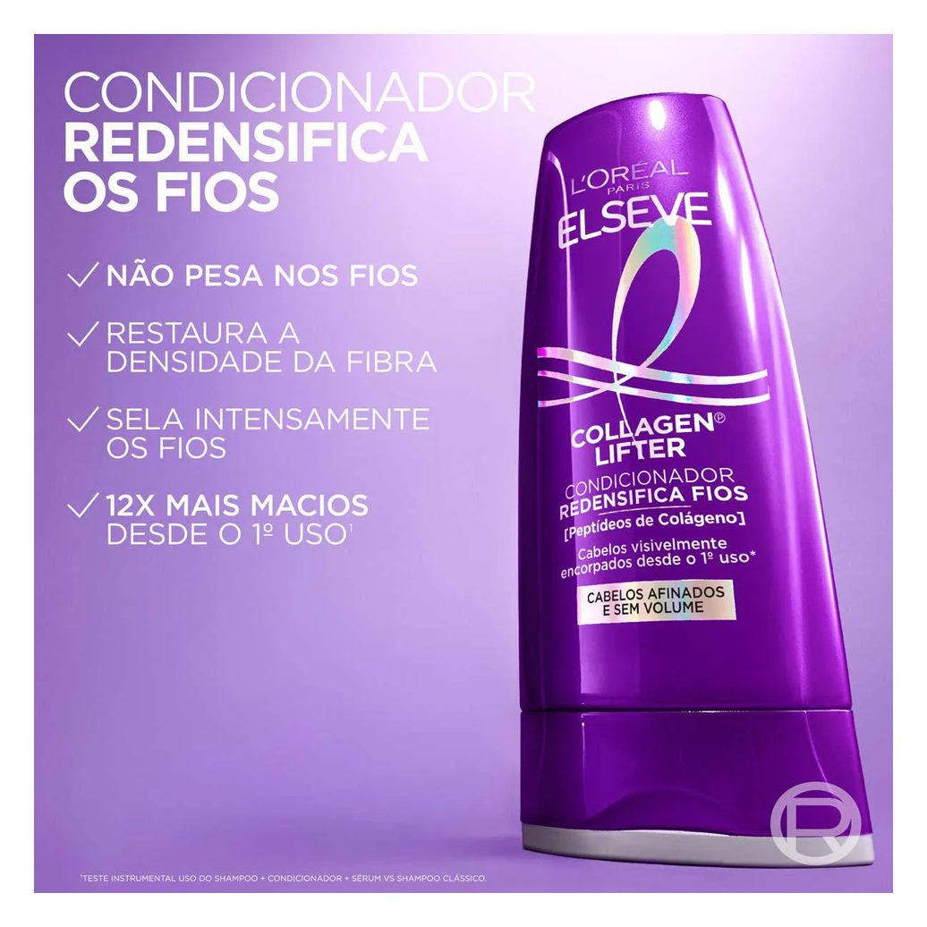Condicionador Redensifica Fios Elseve Colágeno Lifter Volume 3D por 72h com Peptídeos de Colágeno 400ml