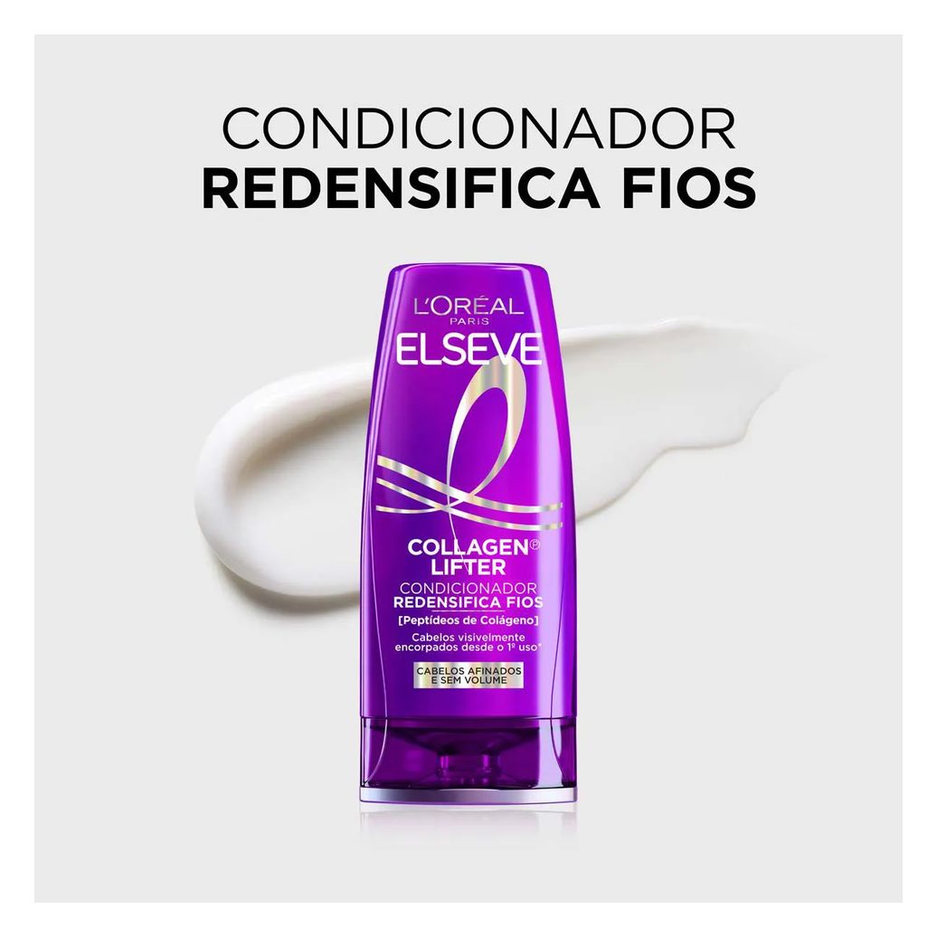 Condicionador Redensifica Fios Elseve Colágeno Lifter Volume 3D por 72h com Peptídeos de Colágeno 400ml