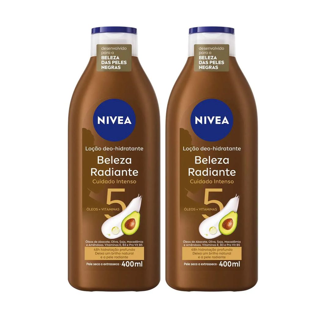 Kit Loção Deo Hidratante Nivea Beleza Radiante Cuidado Intenso 2 undiades com 400ml cada