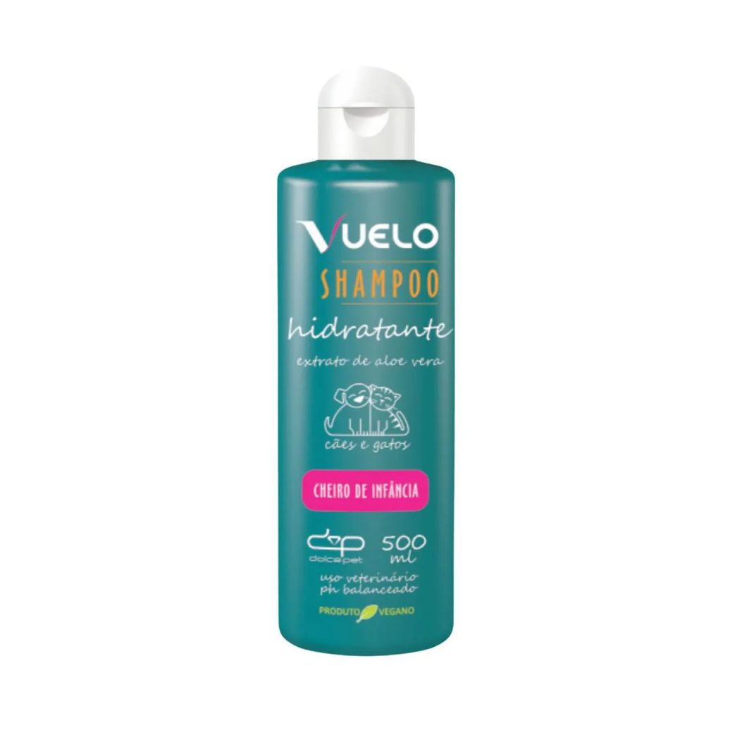 Kit Vuelo Shampoo Hidratante + Fluido Desembaraçador Cheiro de Infância Cães e Gatos