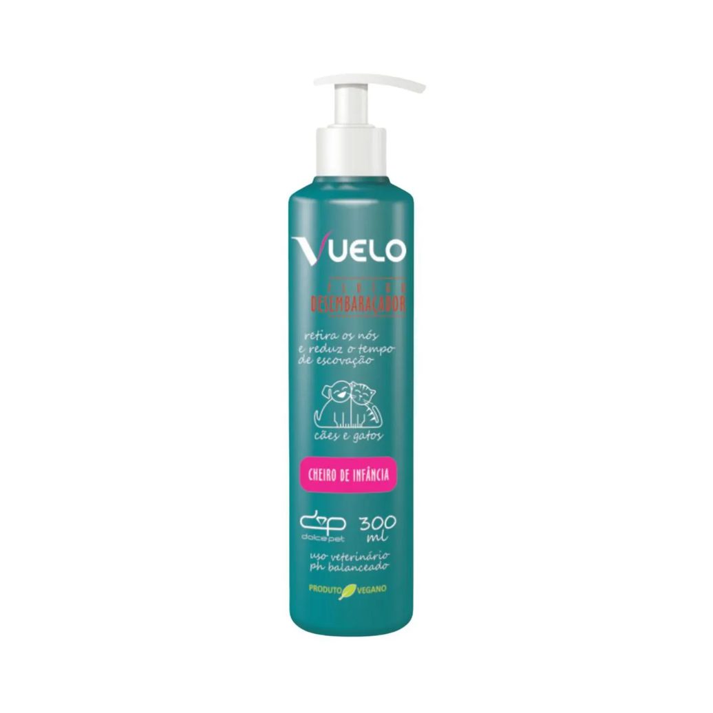 Kit Vuelo Shampoo Hidratante + Fluido Desembaraçador Cheiro de Infância Cães e Gatos