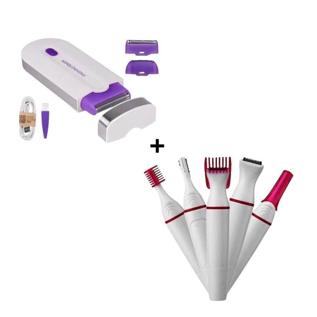 Kit Depilador Luz Yes Finishing + Depilador Elétrico 5 em 1 Remoção de Pelos Rápida e sem Dor