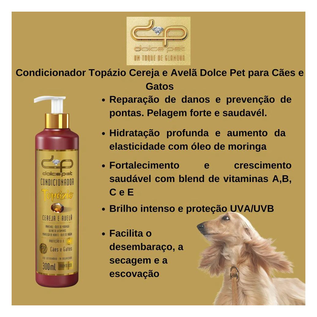 Condicionador Topázio Cereja e Avelã Dolce Pet para Cães e Gatos - 300Ml