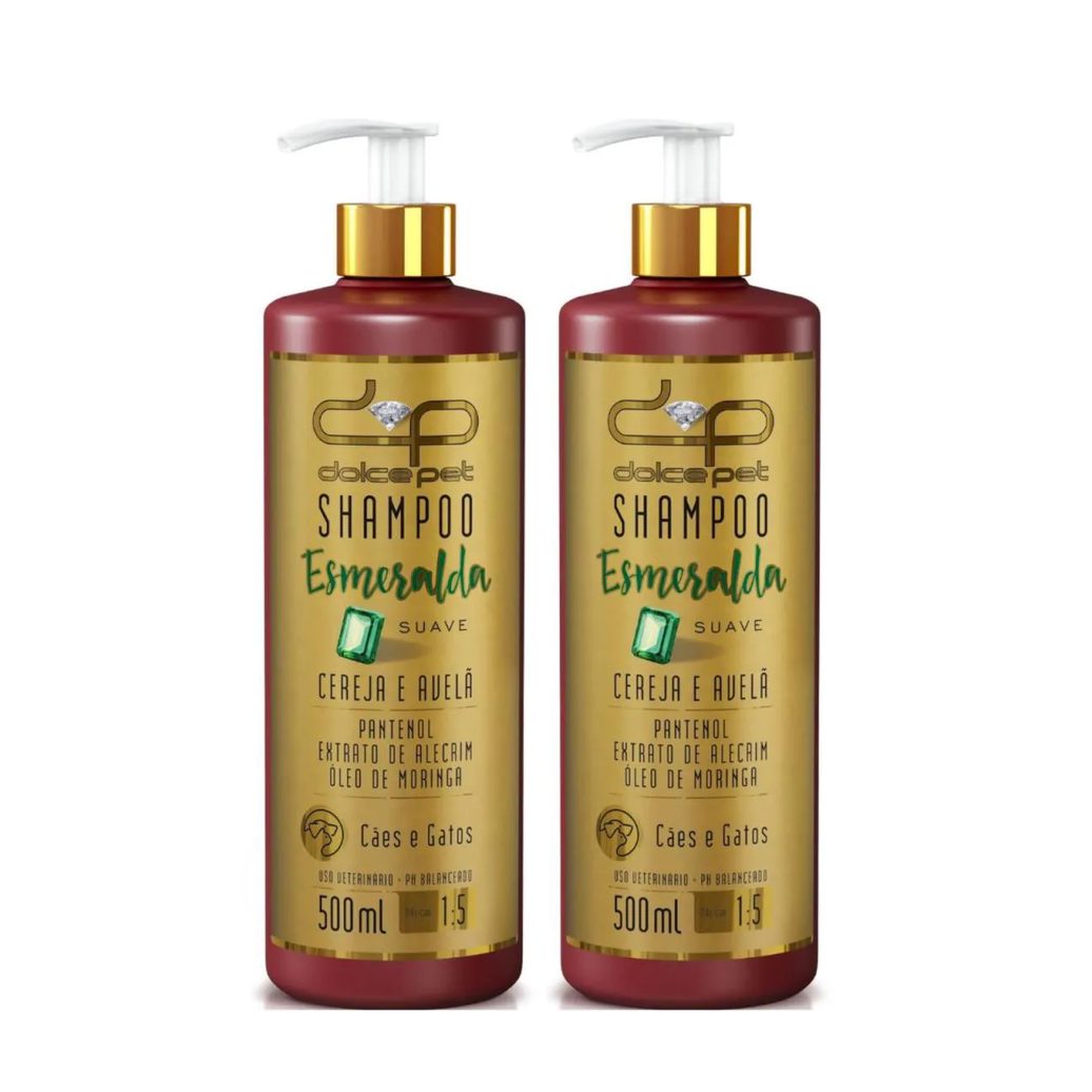 Kit 2 Shampoo Suave Cereja e Avelã Dolce Pet Cães e Gatos - 500 Ml