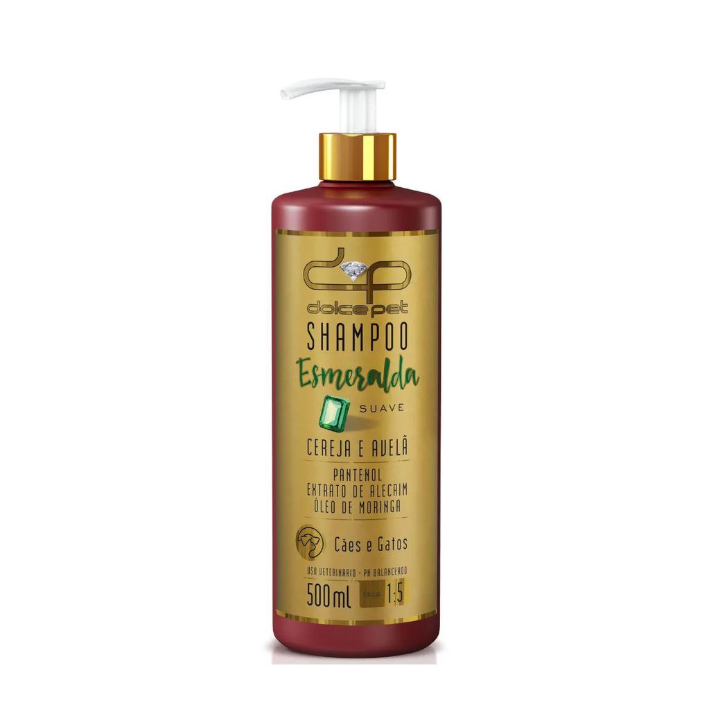 Kit 2 Shampoo Suave Cereja e Avelã Dolce Pet Cães e Gatos - 500 Ml