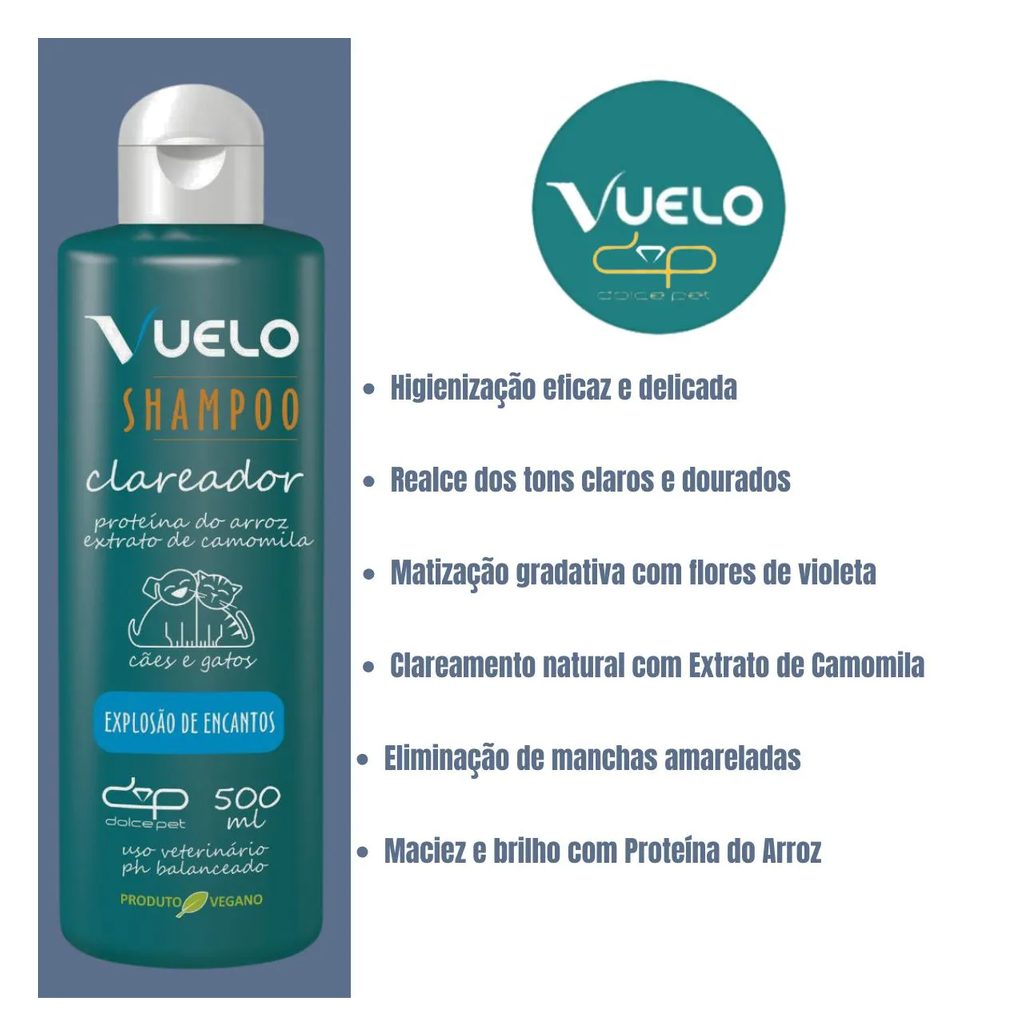 Kit Vuelo Shampoo Clareador + Leave-In Explosão de Encantos para Cães e Gatos