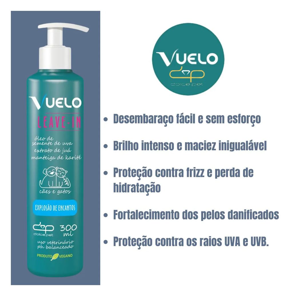 Kit Vuelo Shampoo Clareador + Leave-In Explosão de Encantos para Cães e Gatos