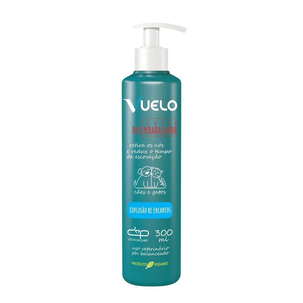 Kit Vuelo Shampoo Liso + Fluido Desembaraçador + Banho a Seco Explosão de Encantos para Cães e Gatos