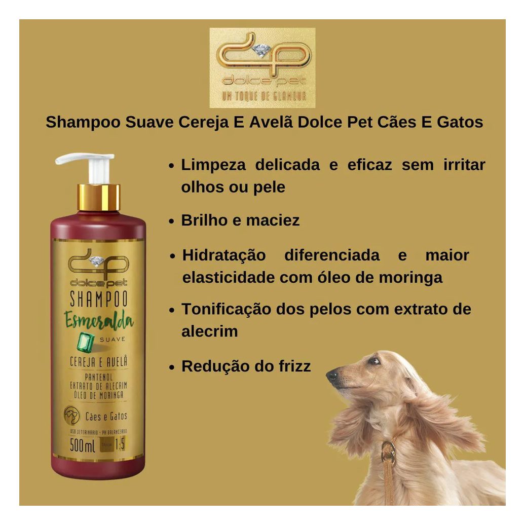 Shampoo Suave Cereja e Avelã Dolce Pet Cães e Gatos - 500 Ml