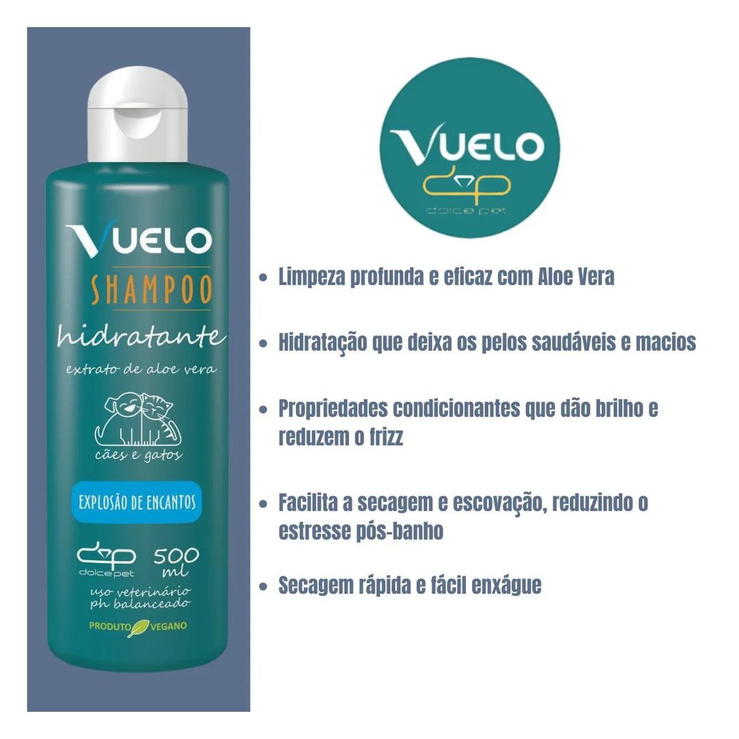 Shampoo Vuelo Hidratante Explosão de Encantos para Cães e Gatos 500Ml